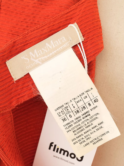 Excellent Max Mara Red Silk Dress Size M Knee-Length with Pockets