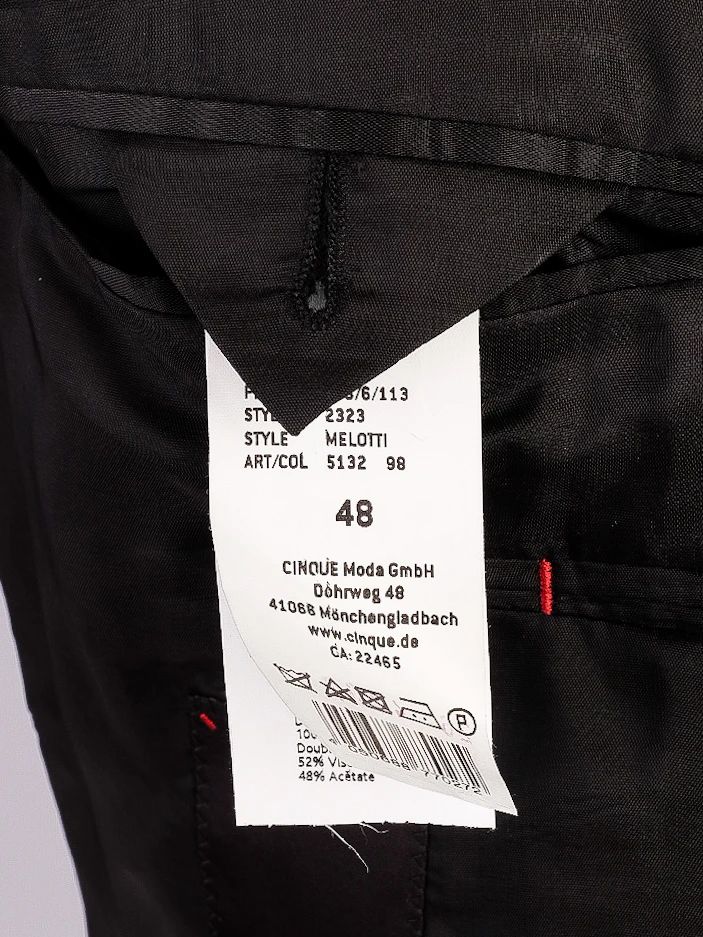 excellent cinque black suit size m viscose jacket & pants set