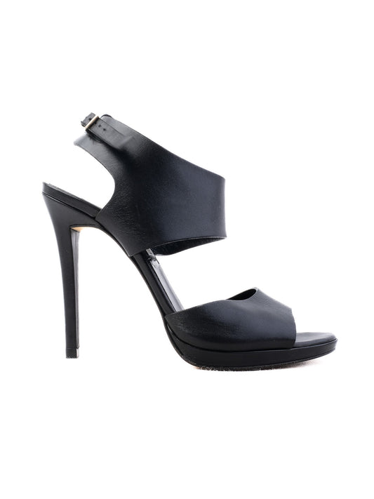 Excellent Giampaolo Viozzi Black Leather High-Heeled Sandals Size 37