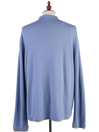 Excellent Vince Blue Wool Long Sleeve Polo Shirt Size XL