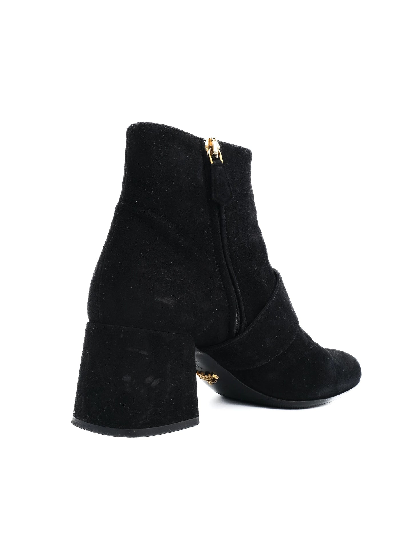 excellent prada black genuine suede ankle boots size 36.5