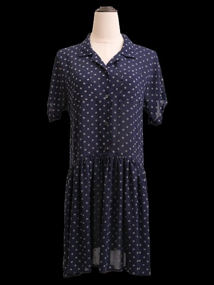 Excellent Jean-Paul Gaultier Blue Polka Dot Dress Size M