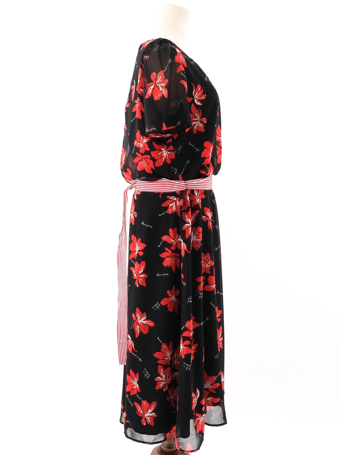 excellent marella black floral dress xl with belt