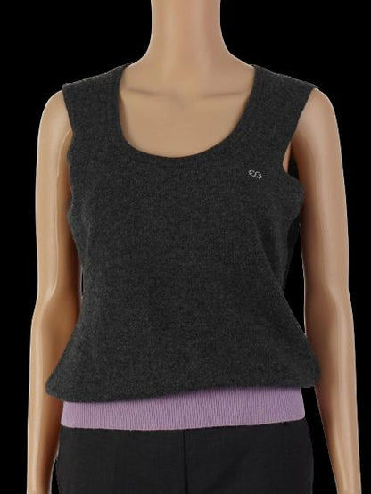 Excellent Escada Wool Top Dark Gray Size S with Decorative Logo