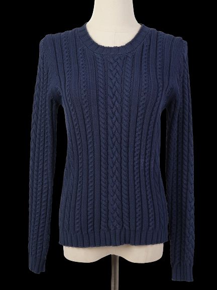 excellent weekend maxmara cable knit sweater blue wool women's m
