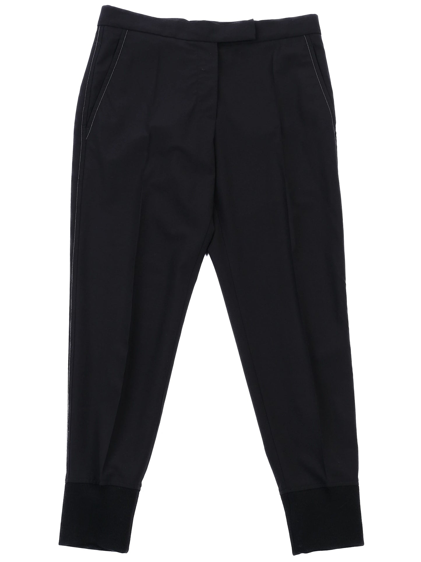 excellent brunello cucinelli black wool pants cuffed legs women's size