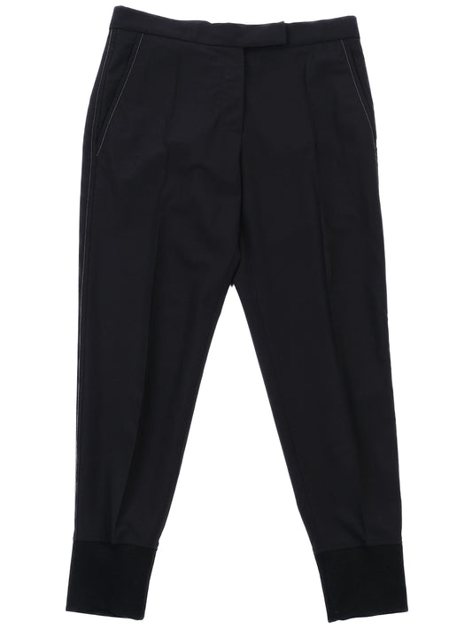 Excellent Brunello Cucinelli Black Wool Pants Cuffed Legs Women's Size