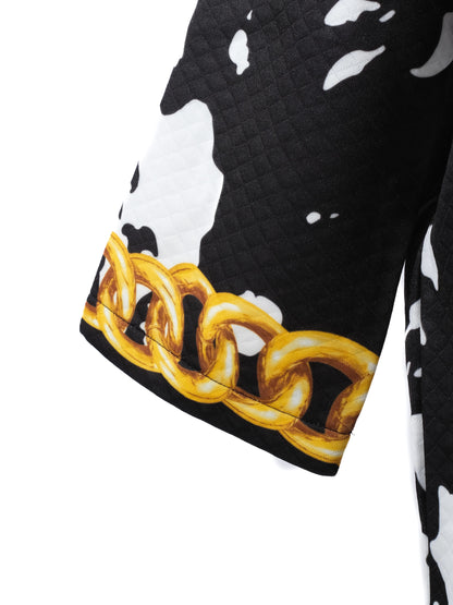 NEW Moschino Black & White Chain Print Top Size L Cotton