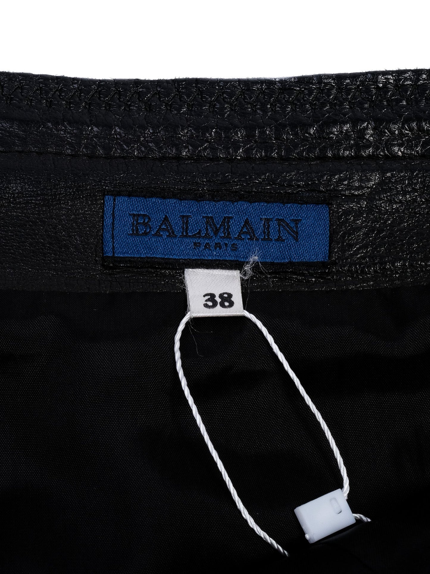 excellent balmain black leather skirt size m