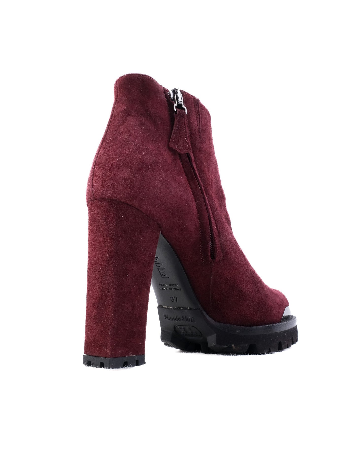 perfect nando muzi red leather high-heeled ankle boots size 37
