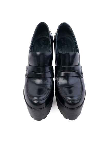 Excellent Mulberry Black Leather High-Heeled Shoes Size 37.5