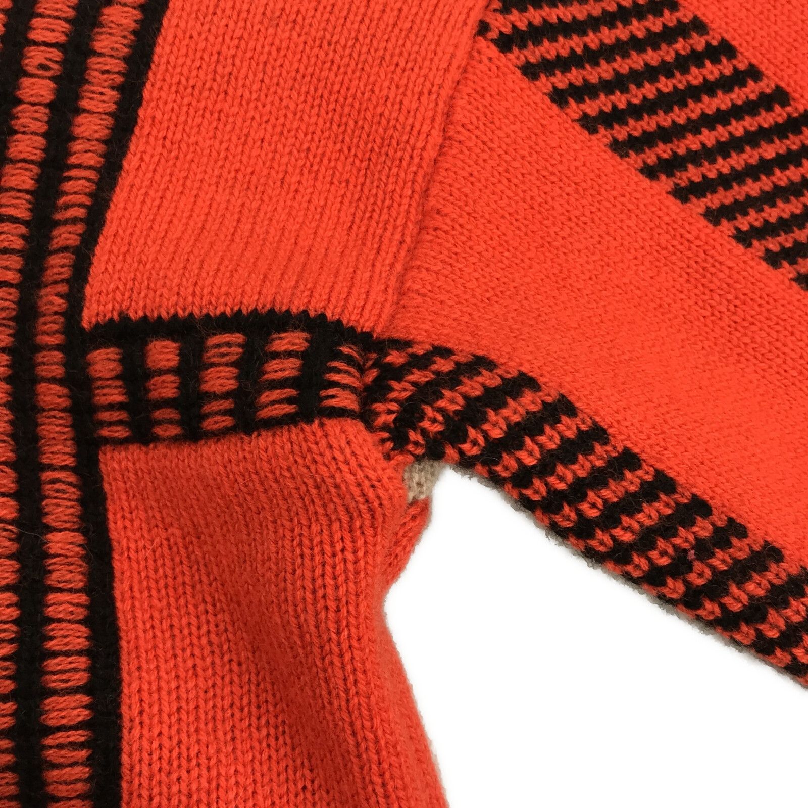 Hermes Cashmere Tartan Long Sleeve Sweater Orange 34