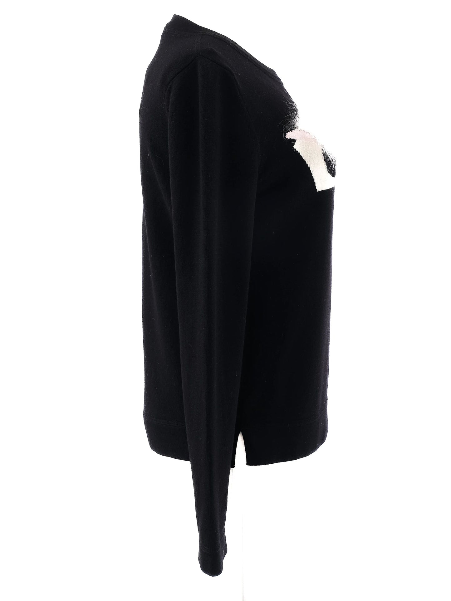 excellent fendi black wool sweater with fur detail size m