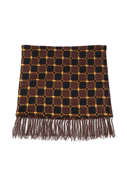PERFECT Zilli Silk Scarf Brown Black Chain Design Made in France