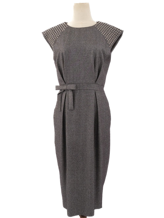 Excellent Thomas Wylde Gray Sleeveless Dress with Embellished Shoulders Size L