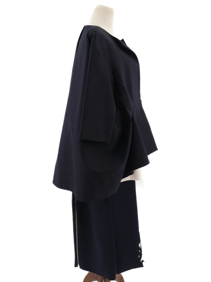 Excellent Cos Women's Blue Cotton Peplum Top & Asymmetrical Skirt M