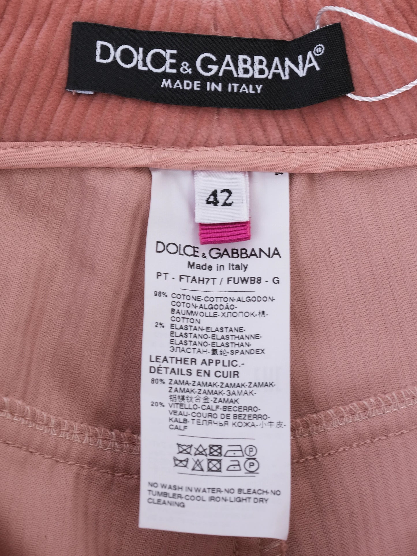 new dolce gabbana pink corduroy pants size l women's
