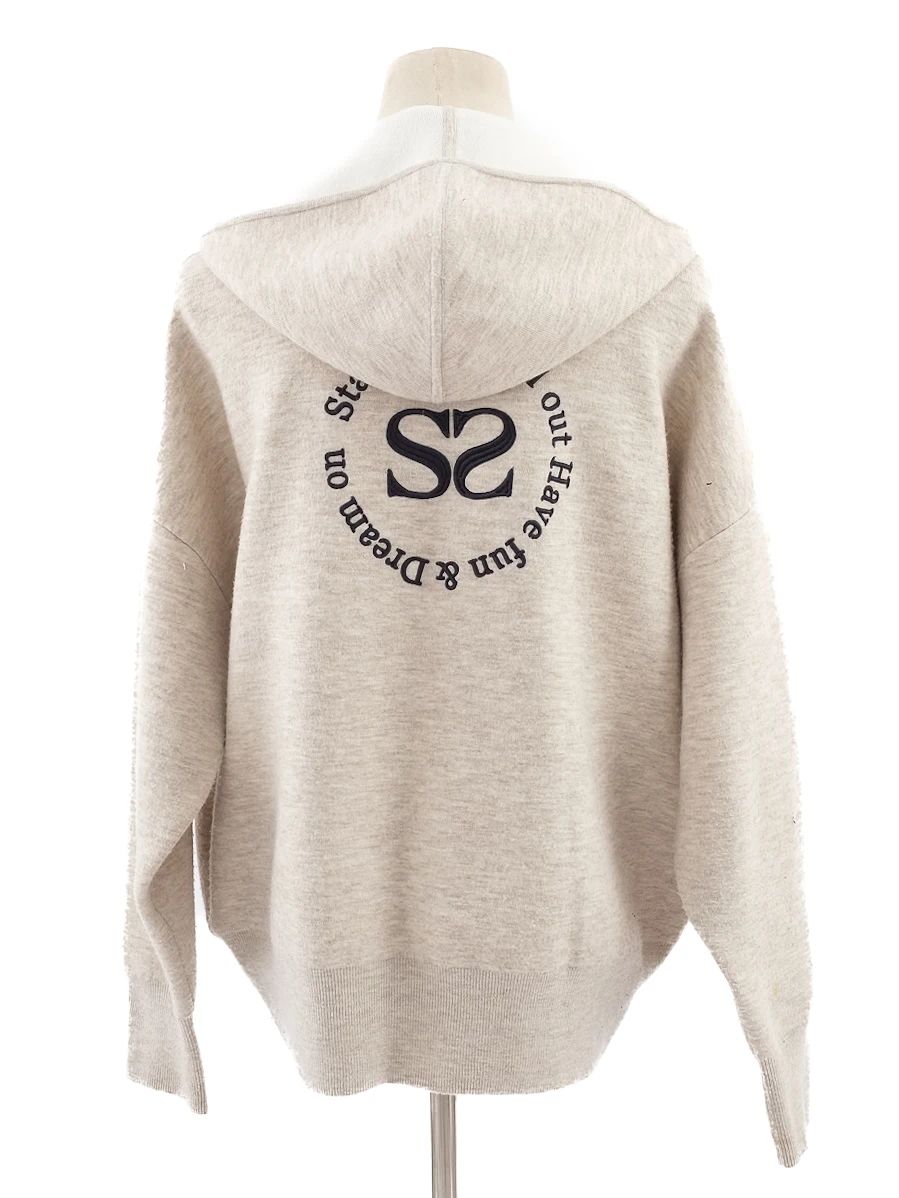 good sandro gray wool zip-up hoodie size l with unique design