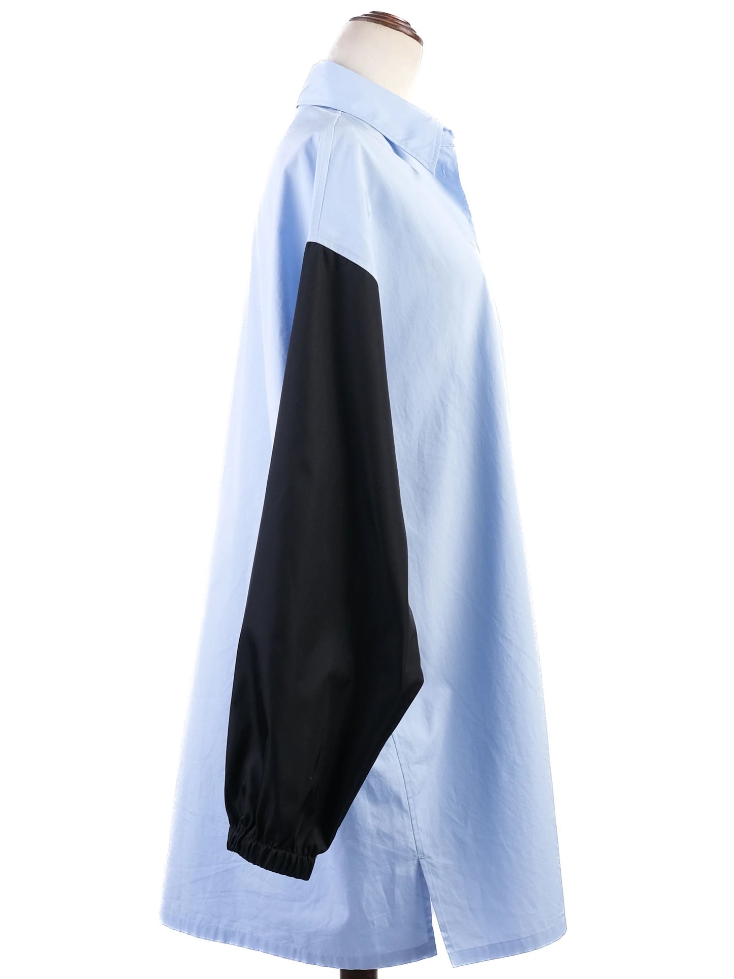 excellent prada blue cotton long button-up shirt size l