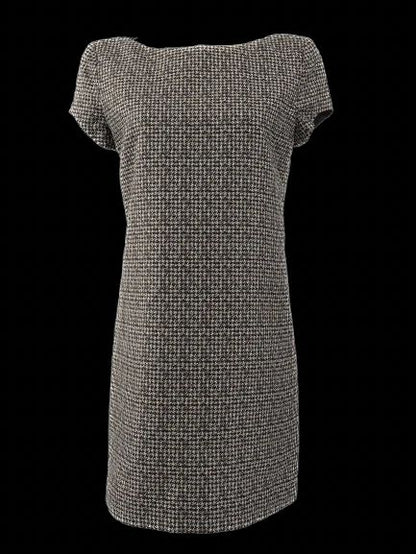 Saint Laurent Gray Silk Houndstooth Dress Size M - Excellent Condition
