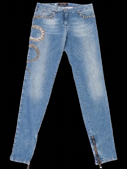 excellent roberto cavalli blue jeans with sequin embellishments size s