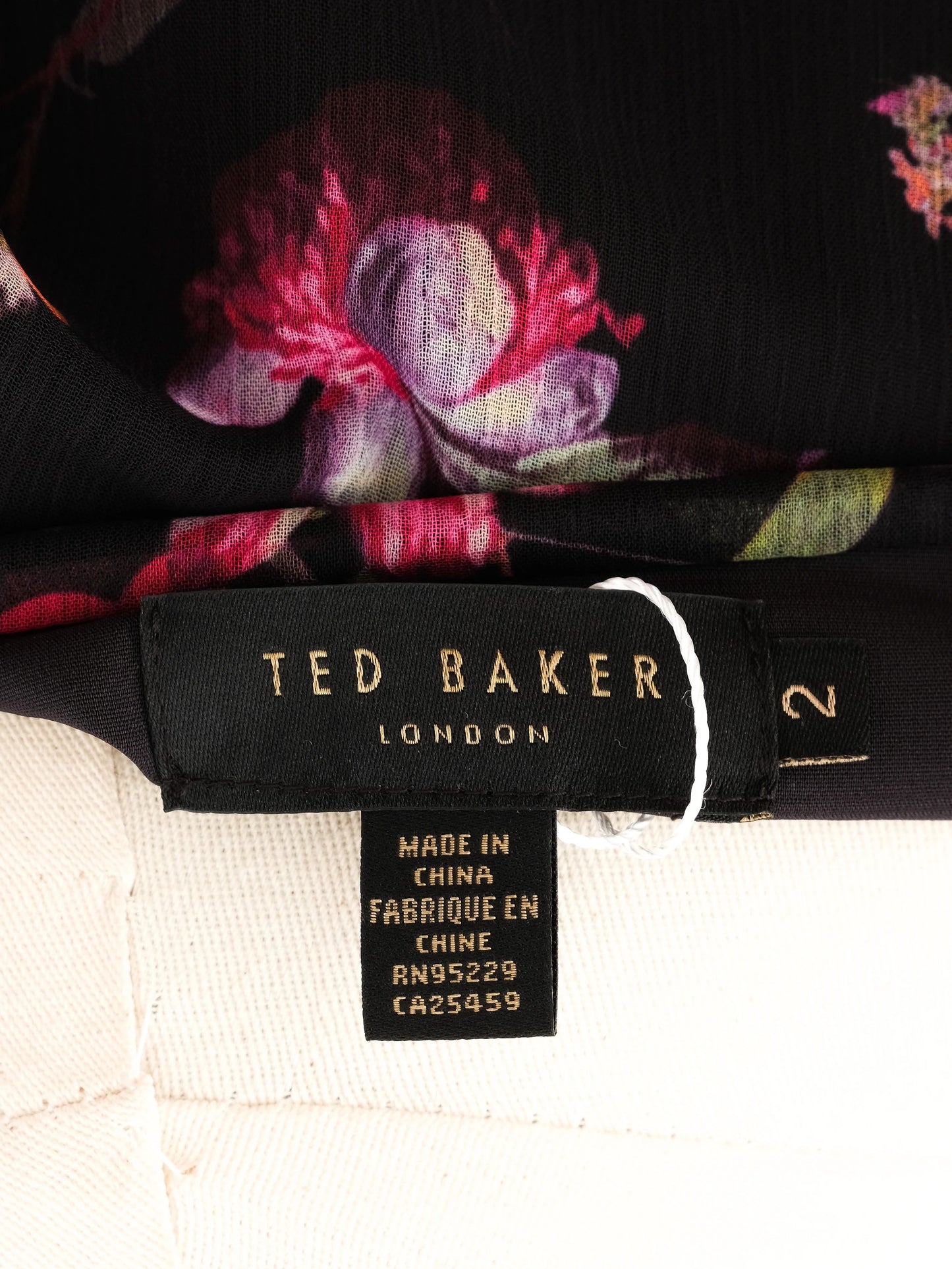 excellent ted baker floral long-sleeved dress size m