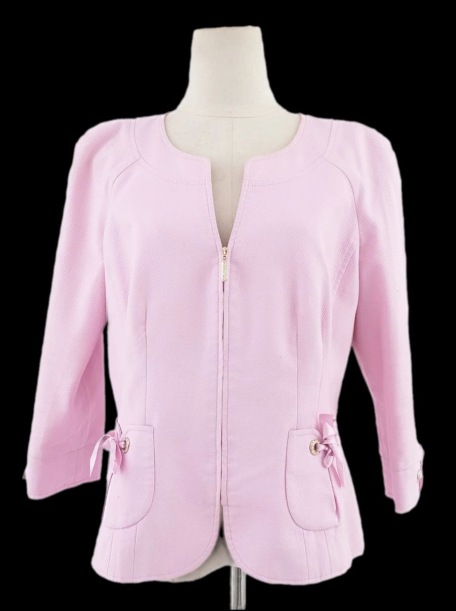 excellent luisa spagnoli pink cotton jacket size l with zipper