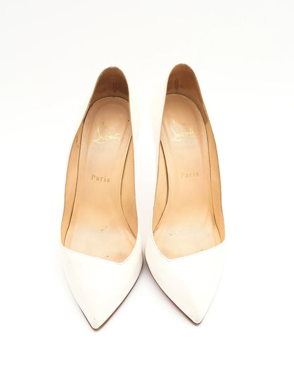 Average Condition Christian Louboutin White Leather Heels Size 38