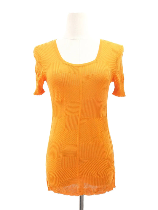 Excellent Orange Knit Top Women's Size M Geometric Pattern Cotton