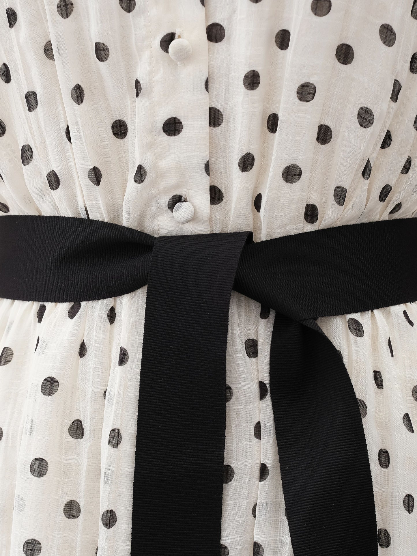 excellent maje white polka dot dress size s with belt