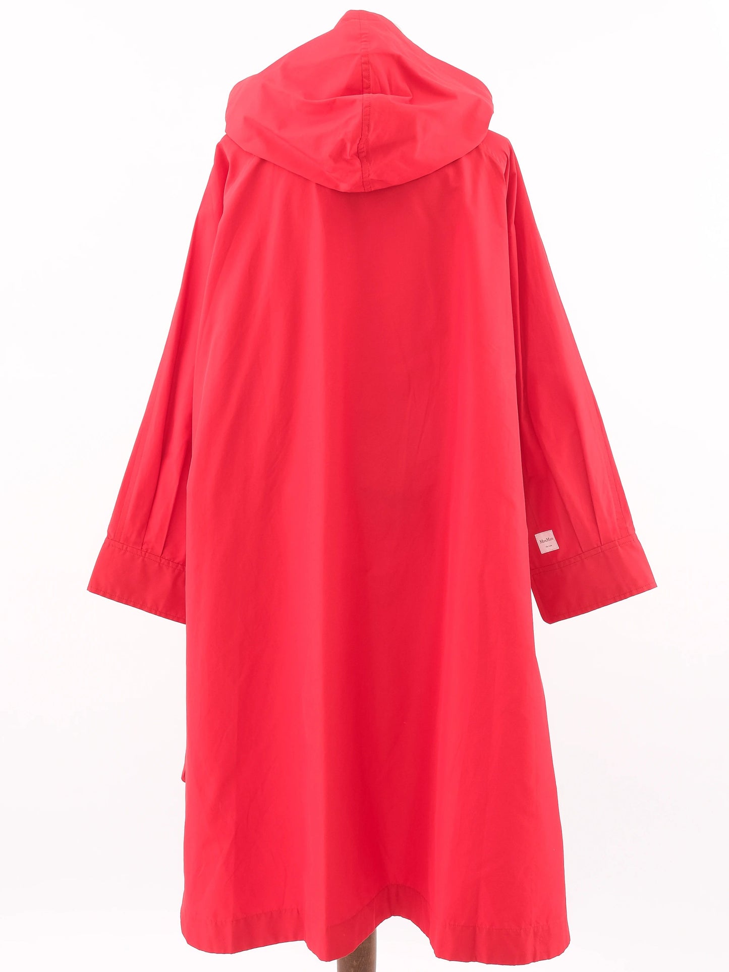 excellent max mara red hooded coat size s polyester