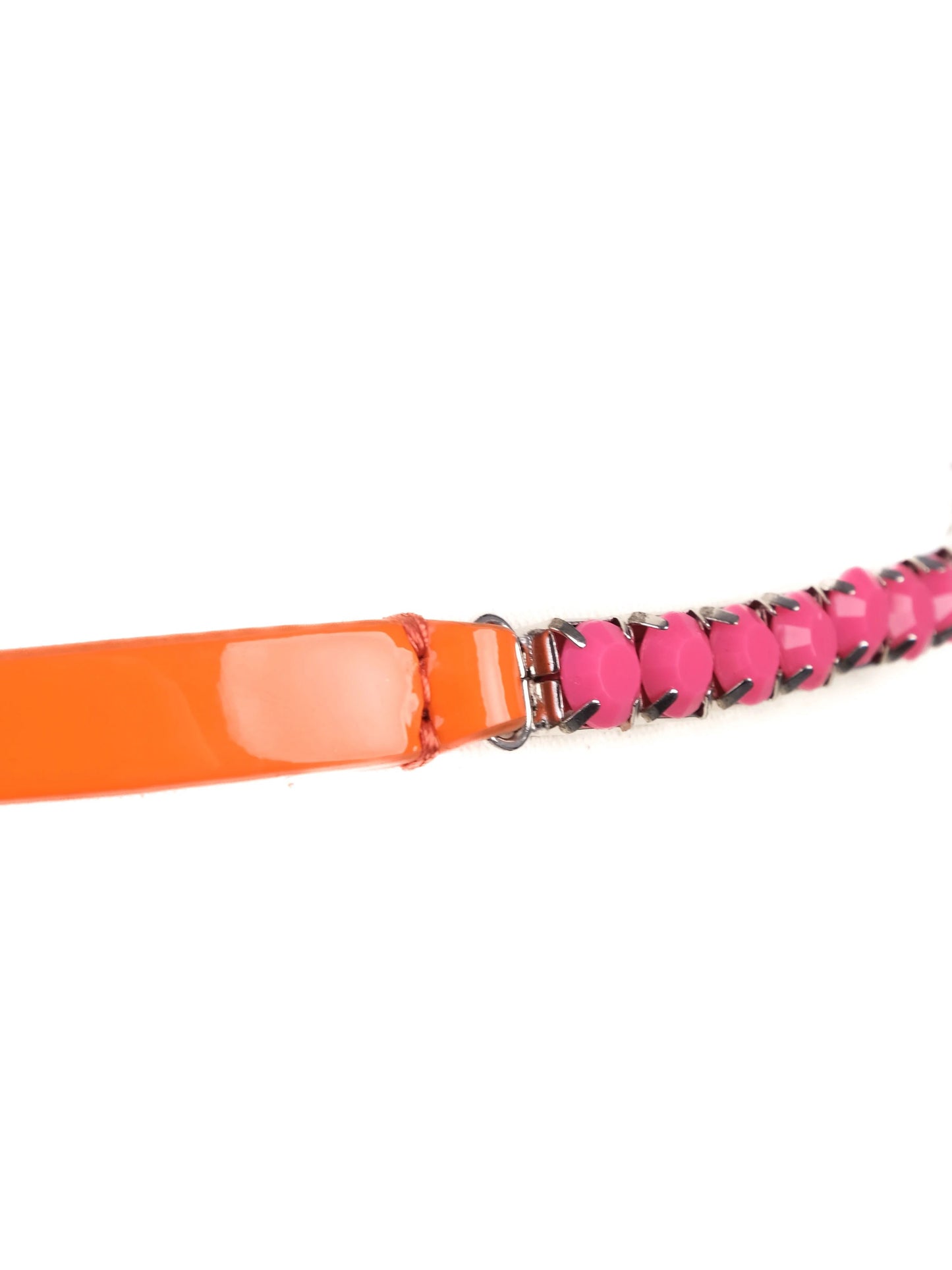 new by malene birger orange pink leather belt with embellishments