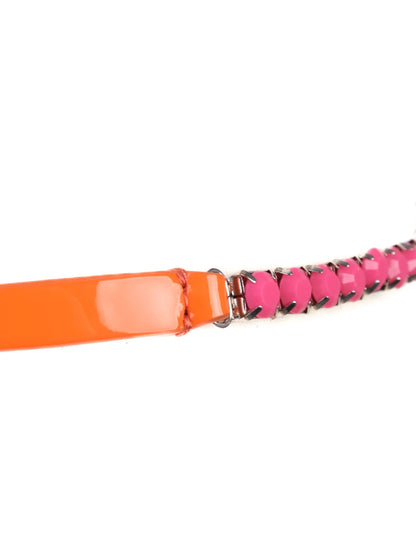 NEW By Malene Birger Orange Pink Leather Belt with Embellishments