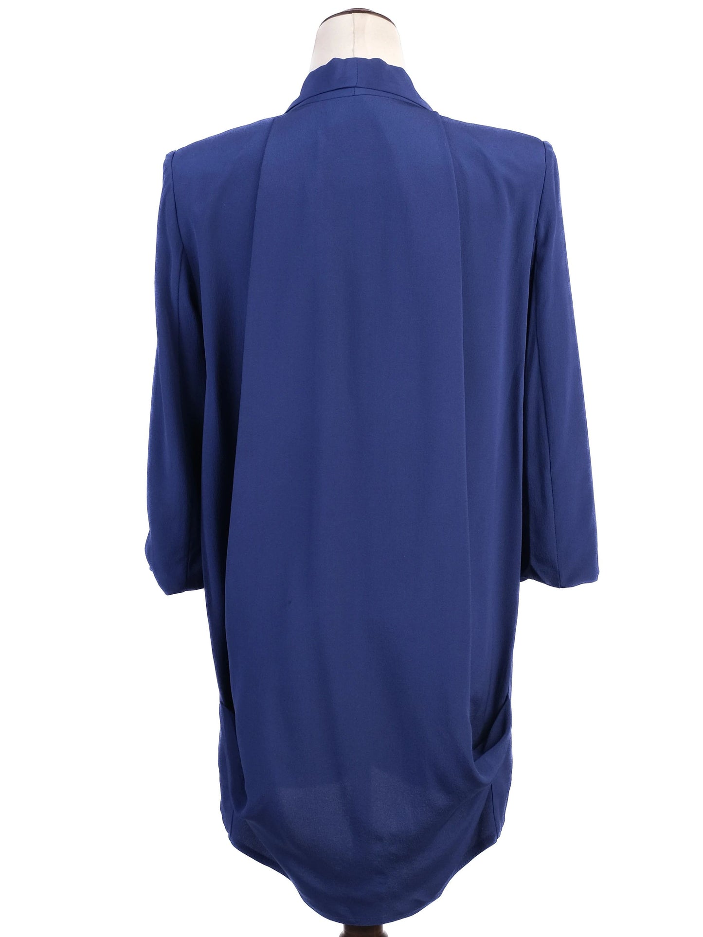 excellent dusan blue silk blazer size xs with shawl collar