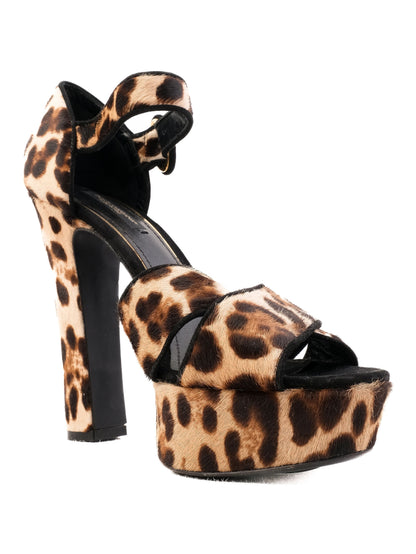 Excellent Dolce Gabbana Leopard Print High-Heeled Platform Shoes Size 39