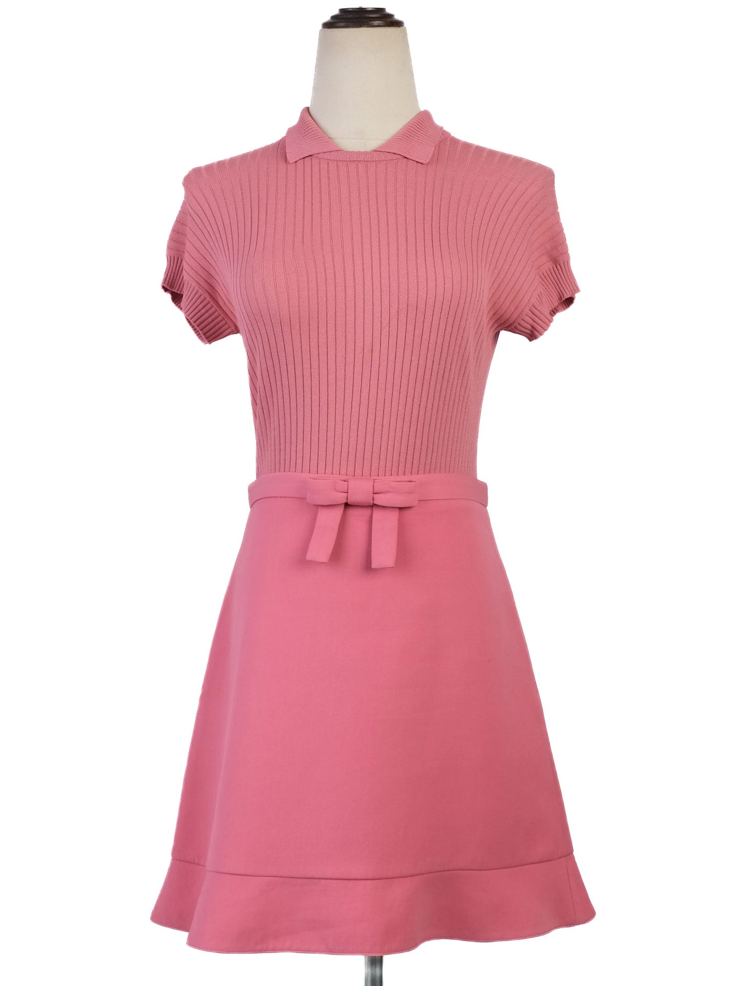 excellent red valentino pink ribbed sweater with collar