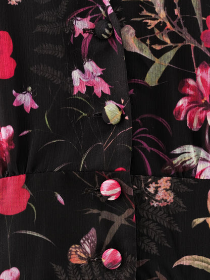 Excellent Ted Baker Floral Long-Sleeved Dress Size M