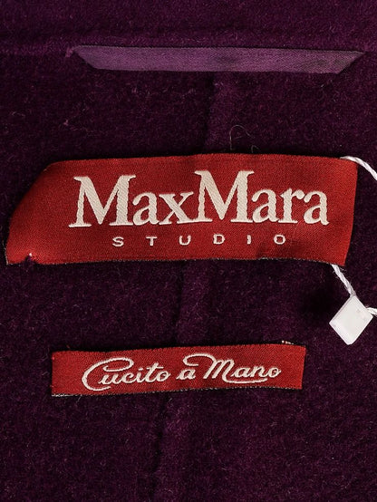 Max Mara Studio Purple Wool Coat with Belt Cucito a Mano