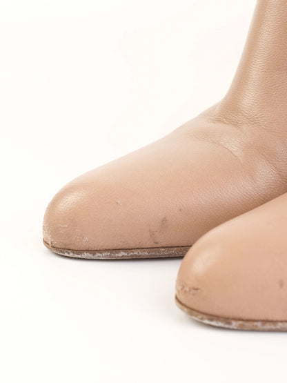 Average Marni Pink Leather Ankle Boots with Unique Wooden Block Heel Size 36