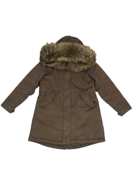 Excellent Woolrich Green Nylon Parka Coat for Kids Size 10