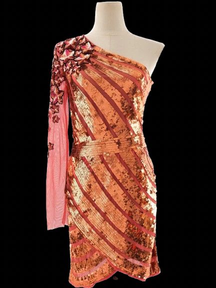 excellent elisabetta franchi pink one-shoulder dress size m
