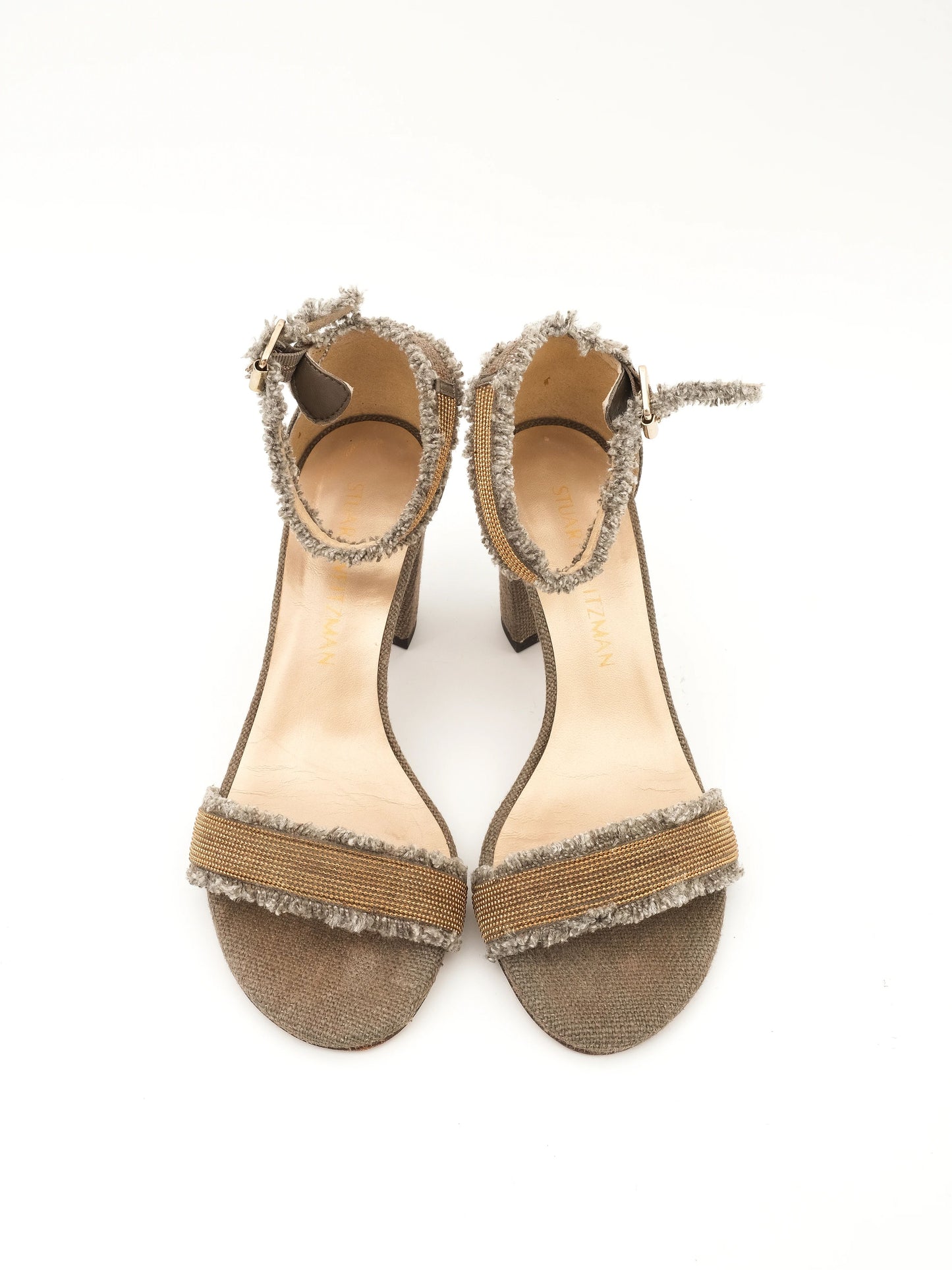 excellent stuart weitzman gray leather high-heeled sandals size 36