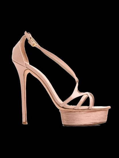 Excellent Lesilla Pink Leather High-Heeled Sandals Size 38.5
