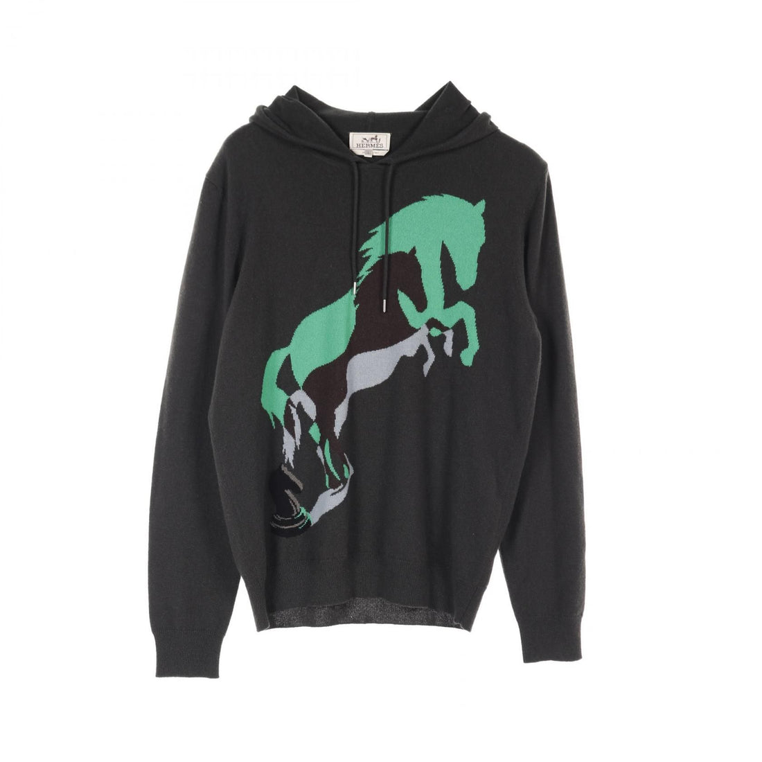 Hermes Chess And Shadow Hoodie Cashmere Green Mens L