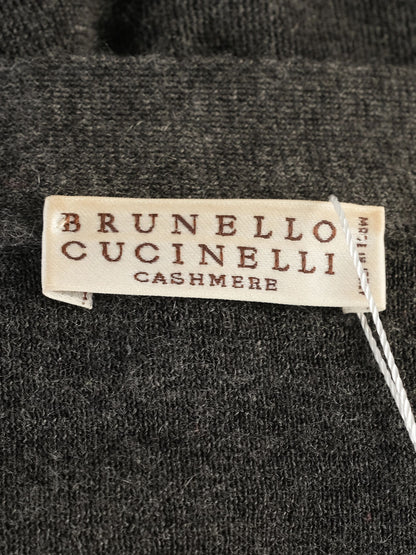Average Brunello Cucinelli Gray Silk V-Neck Sweater Size S