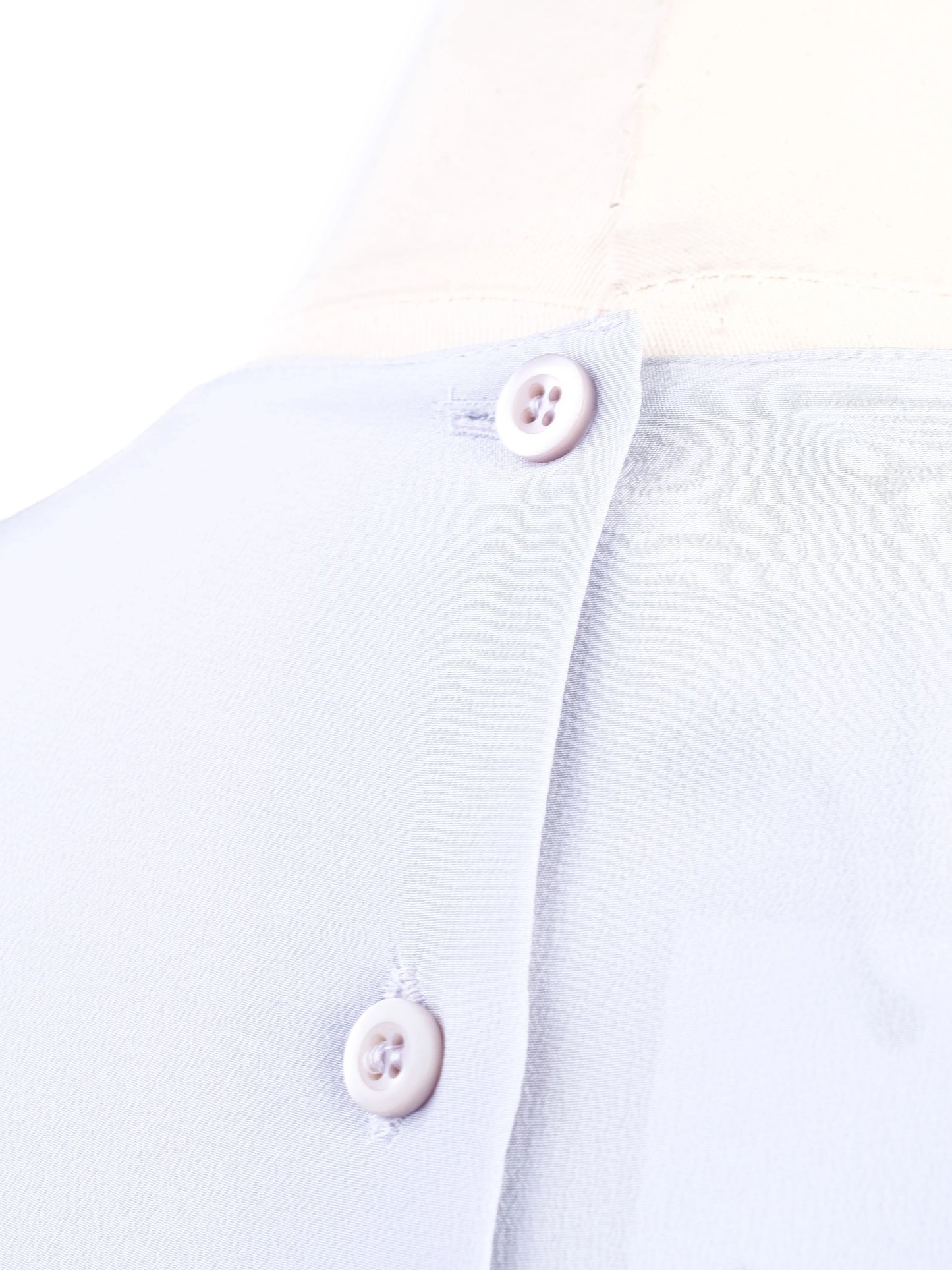 excellent prada gray silk blouse size l with button-up back