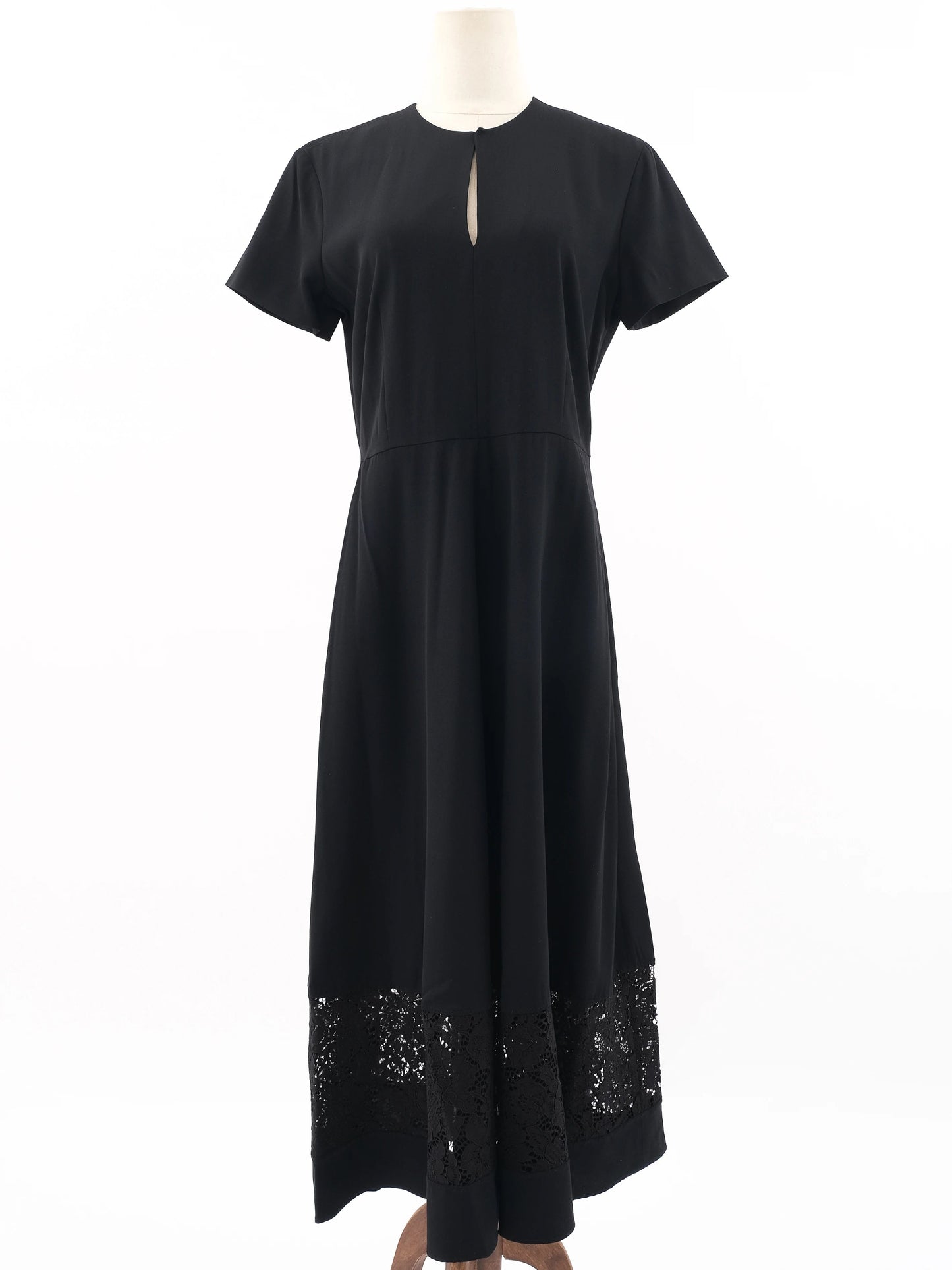 excellent marella black wool dress with lace detailing size n/a