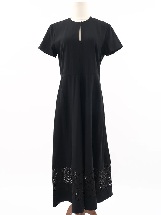 Excellent Marella Black Wool Dress with Lace Detailing Size N/A