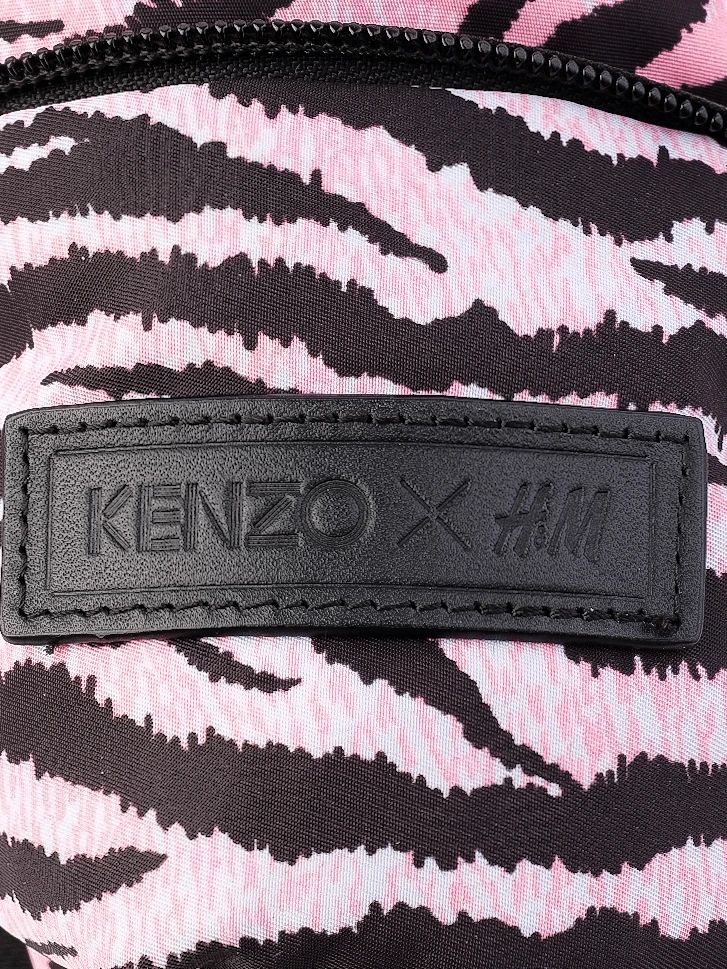 excellent kenzo & h&m pink black tiger print bag with embroidered strap