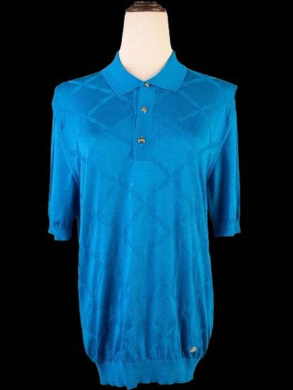 Excellent Castello d'Oro Women's Blue Silk Polo Shirt